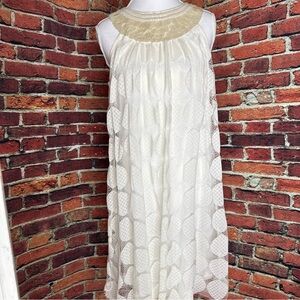 Maggy London Cream and Gold Mini Dress